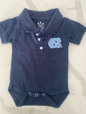 Little King Navy Polo Baby Bodysuit with Light Blue Logo